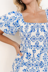 Lexa Smocked Maxi Dress | Off White + Blue Floral